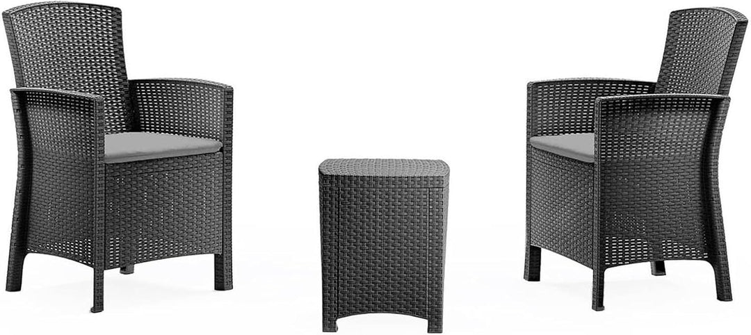 Dmora Jupiter Gartenmöbel-Set, Kissen, für den Innen-und Aussenbereich, Rattanoptik, 100% Made in It