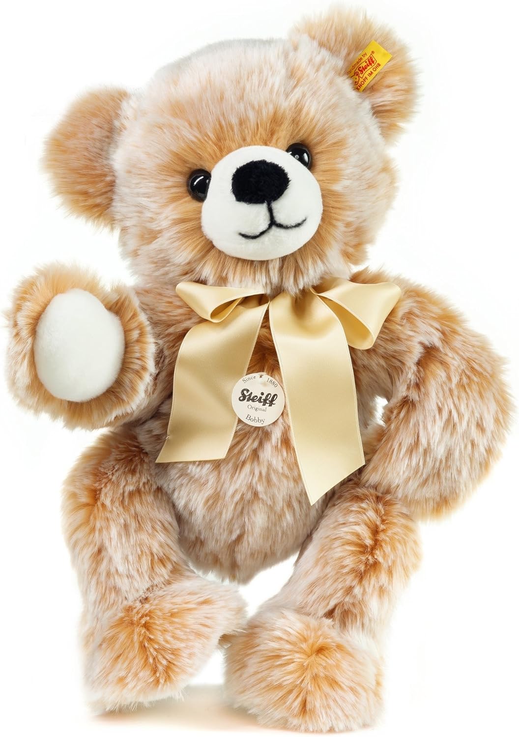 Steiff Bobby Schlenker-Teddybär braun gespitzt 40 cm, Plüsch-Teddybär mit Schleife, Kuscheltier Bär