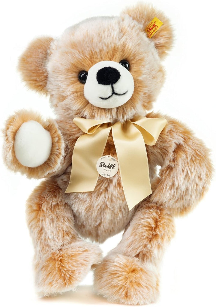 Steiff Bobby Schlenker-Teddybär braun gespitzt 40 cm, Plüsch-Teddybär mit Schleife, Kuscheltier Bär