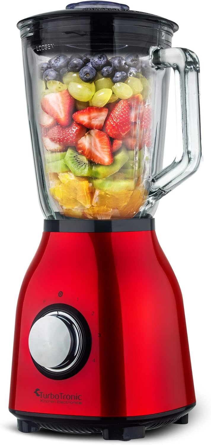 1400 Watt Standmixer mit Glasbehälter 1,5 Liter, BPA-frei, 6 Edelstahl-Klingen, Smoothie Maker, Blen
