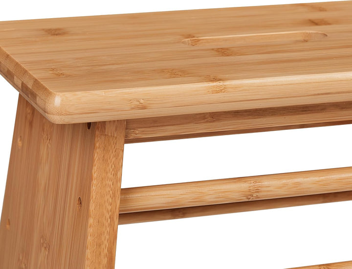 Relaxdays Fussbank Bambus, bis 100 kg, Stabiler Tritthocker, HBT: 20x33x21,5 cm, Kinderhocker Bad, G