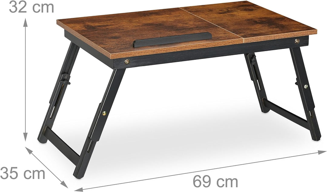 Relaxdays Laptoptisch für Bett & Couch, klappbarer Betttisch, Bambus, höhenverstellbar, Betttablett,