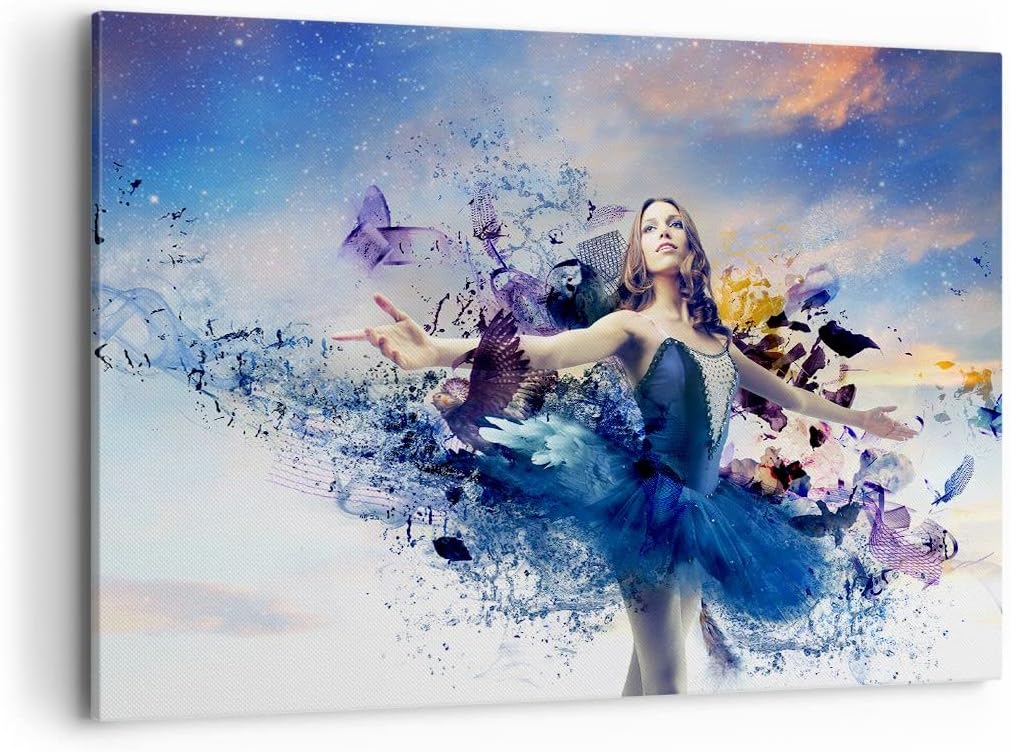 Bilder auf Leinwand 100x70cm Leinwandbild Ballerina Tänzer Tüll Kleid Gross Wanddeko Bild Schlafzimm