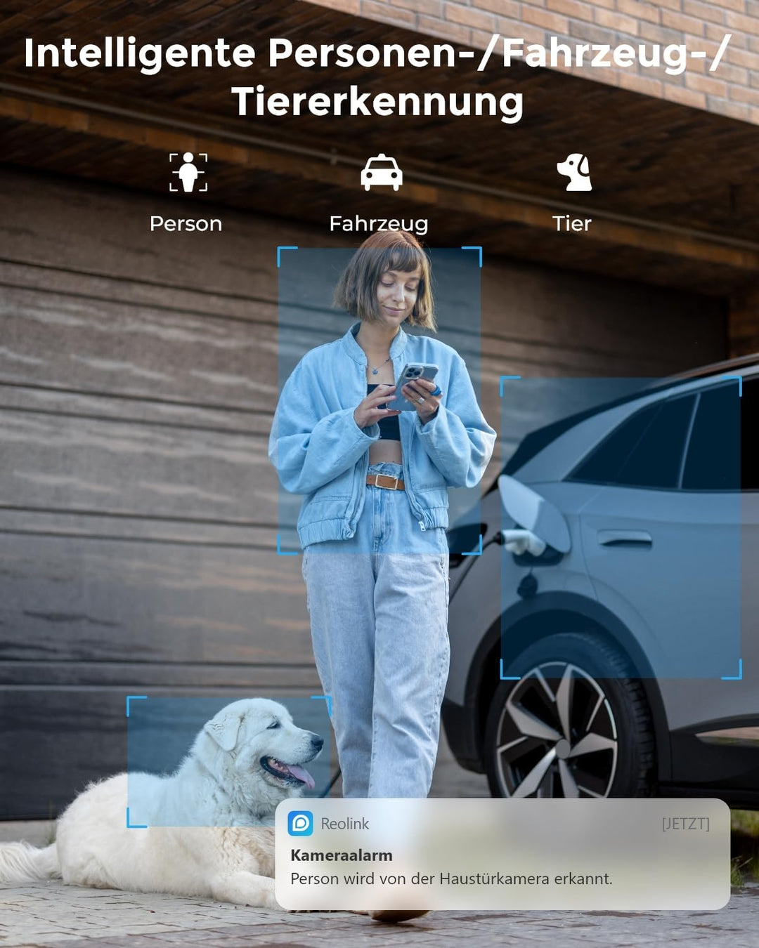 Reolink 2K+ Kabelgebundene Überwachungskamera Aussen, 2,4/5 GHz WLAN-Kamera Outdoor, IP66 Wetterfest