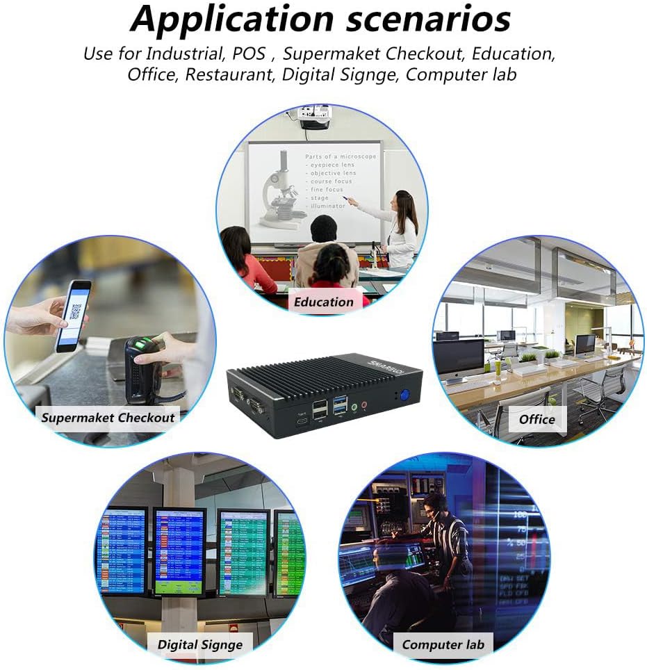 Sharevdi Fanless Mini PC, Micro pc AMD 6400T (1.0GHz-1.6GHzz), Mini Desktop Computer HD/VGA/BT4.0/Ty