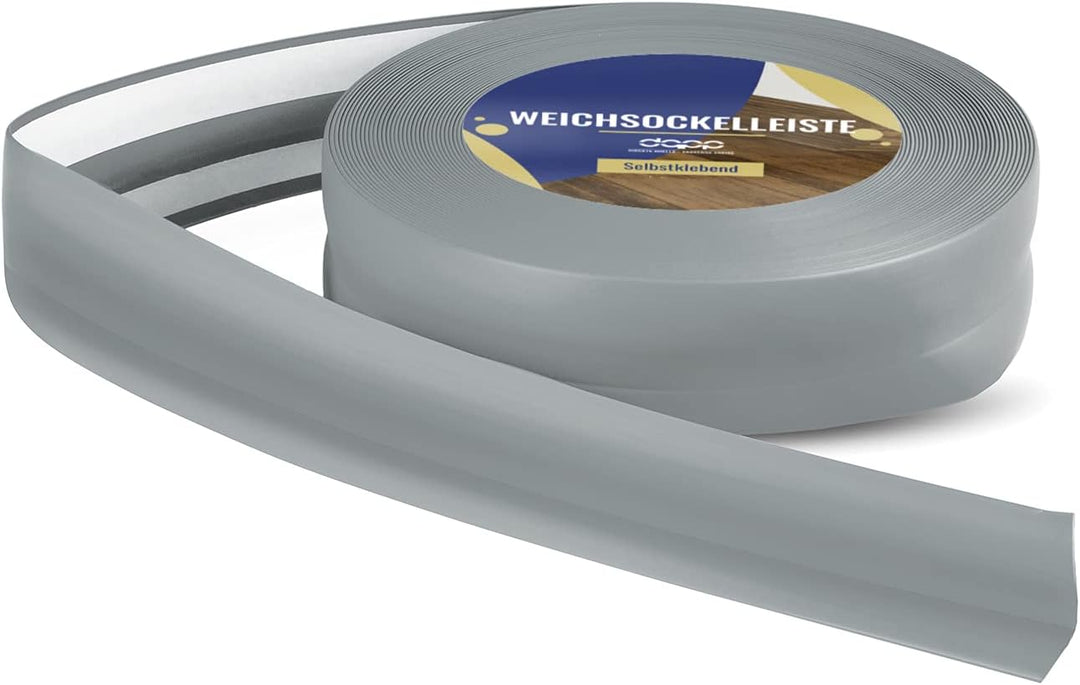 DQ-PP WEICHSOCKELLEISTE | 20m | ashgrau | 32x23mm | PVC | selbstklebend | Knickwinkel Fussleisten Gu