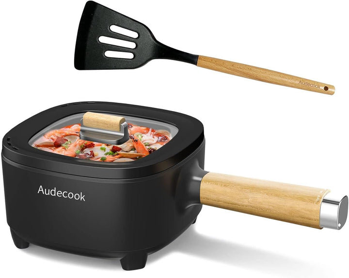 Audecook Elektrischer Hot Pot mit Dampfgarer, 2L/20cm Antihaft Elektropfanne mit Keramikglasur, Trag