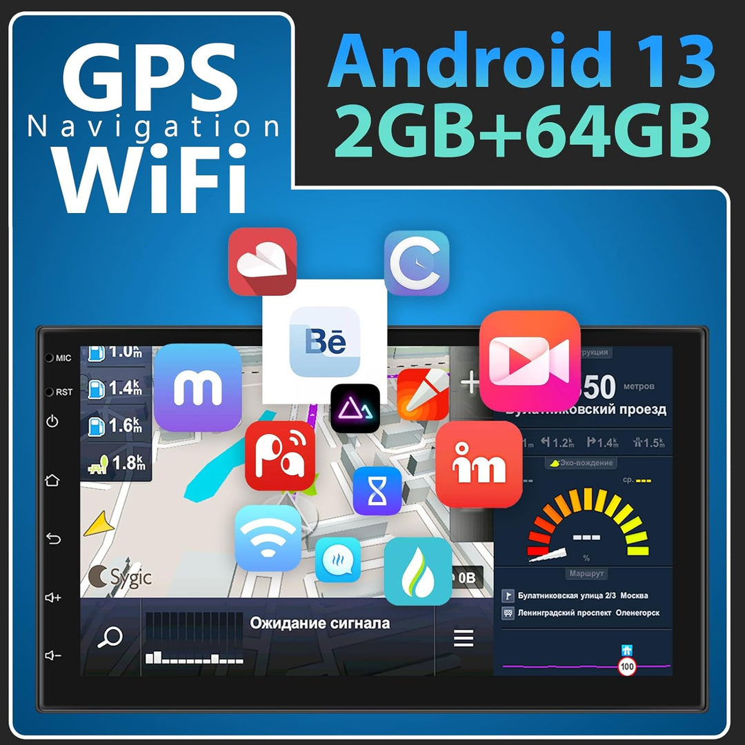 2GB+64GB Autoradio Kabelloses Carplay Android Auto Android 13 Radio mit Navi 9 Zoll Touchscreen 2 Di