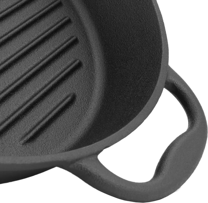 BBQ-Toro Gusseisen Bratpfanne Ø 34 cm | Gusseisen-Grillpfanne mit Griff, Stiel und zwei Ausgiesser,