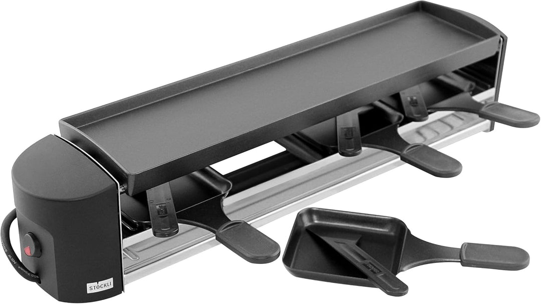 Stöckli Grill Cheeseboard, antihaft Grillplatte, 4 Raclettepfännchen, 0007.02