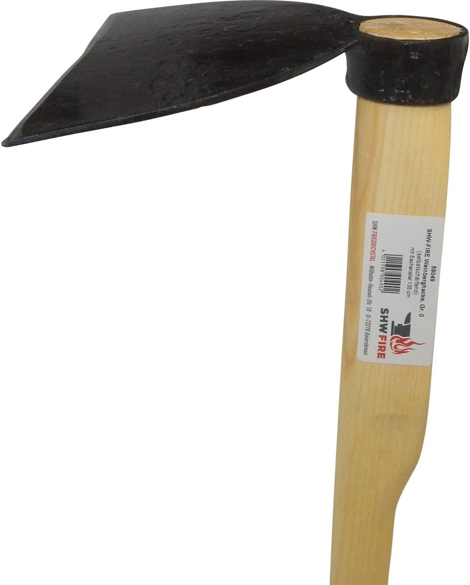 SHW-FIRE Weinberghacke - Breite Gartenhacke mit langem 135cm Eschenholzstiel - Erstklassig geschmied