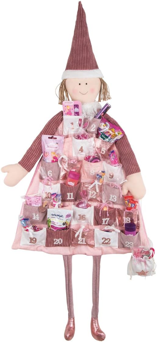Rayher 46455258 Adventskalender zum Befüllen, Stoff, rosé, 118 x 53 cm, Adventskalender Kinder, Adve