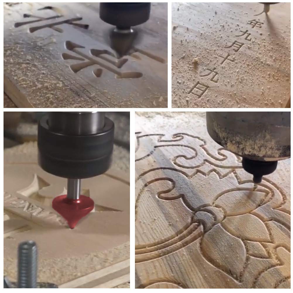 BIGP 6 Stück 8mm Schaft 3D CNC V-nut Formfräsen Holzschneider Fräser Set 60° 90° 120° V Groove Route