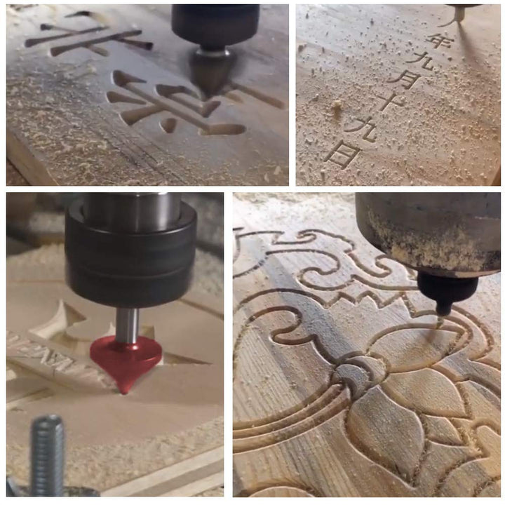 BIGP 6 Stück 8mm Schaft 3D CNC V-nut Formfräsen Holzschneider Fräser Set 60° 90° 120° V Groove Route