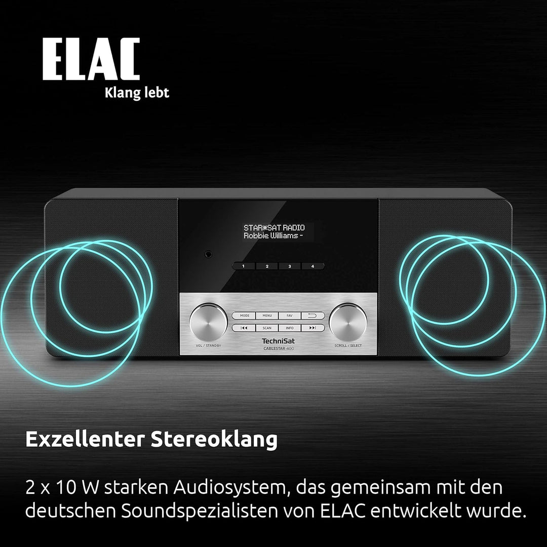 TechniSat CABLESTAR 400 - Stereoradio für unverschlüsselte Digitale Radioprogramme via Kabel (incl.
