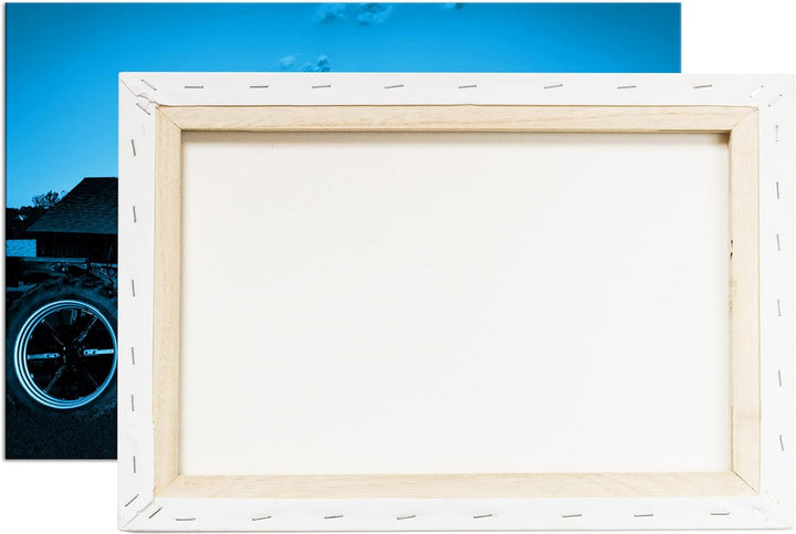 deyoli Traktoren auf einer Farm Format 100x70 Effekt: Monocrome Blau als Leinwandbild, Motiv fertig