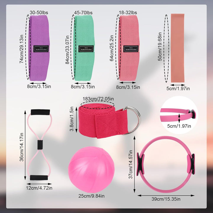 Tinoaly 11stk Pilates Essentials Set für Frauen, Besseres Yoga Trainingsgerät Zuhause mit Pilates-Ri