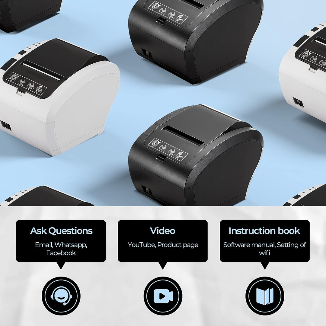 MUNBYN Thermodrucker WiFi 300mm/s Bondrucker Belegdrucker Quittungsdrucker Auto-Cut fĂŒr Schublade, B