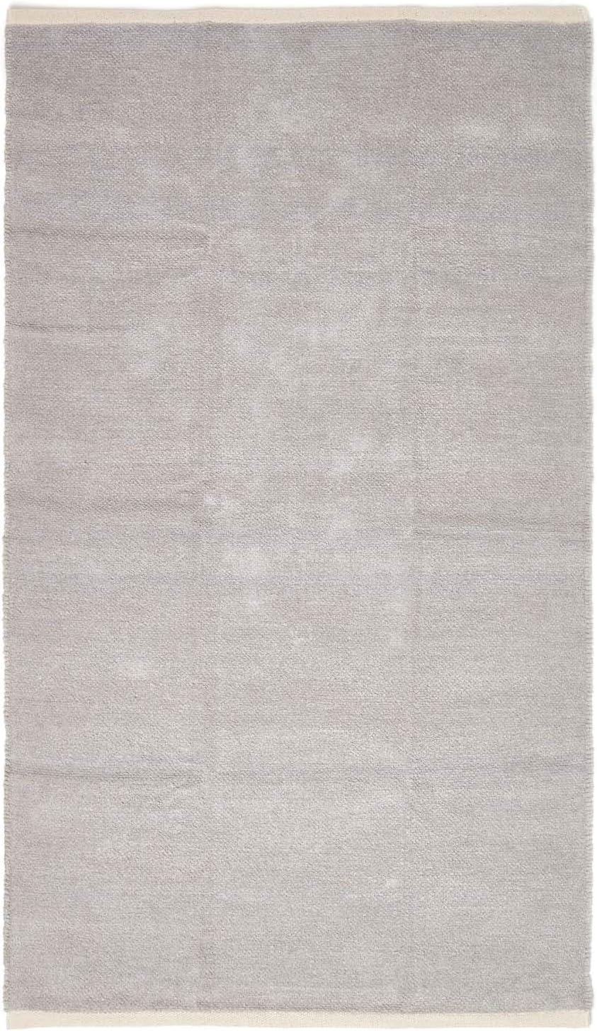Homescapes waschbarer Chenille Teppich/Bettvorleger 90 x 150 cm handgewebt aus 100% Baumwolle, grau/
