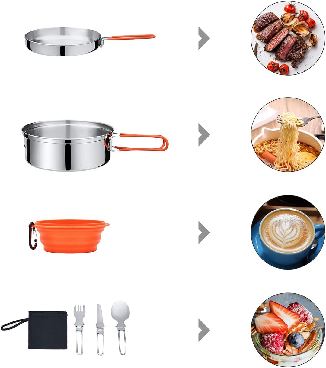 KingCamp Camping Kochset Adventurer I Pro Koch Geschirr Set Stahl Topf Pfanne