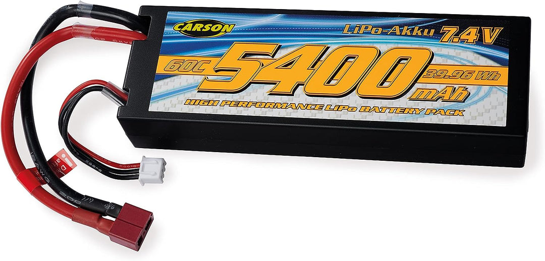 Carson 500608234-7,4V/5400mAh 60C LiPO Race Akku T-Pl. HC, wiederaufladbar, Anschlusskabel mit T-Plu