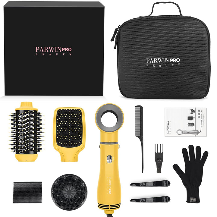 4 IN 1 Haartrockner Warmluftbürste Set, PARWIN PRO BEAUTY Styler-Set, Föhnbürste Lockenbürste mit 4