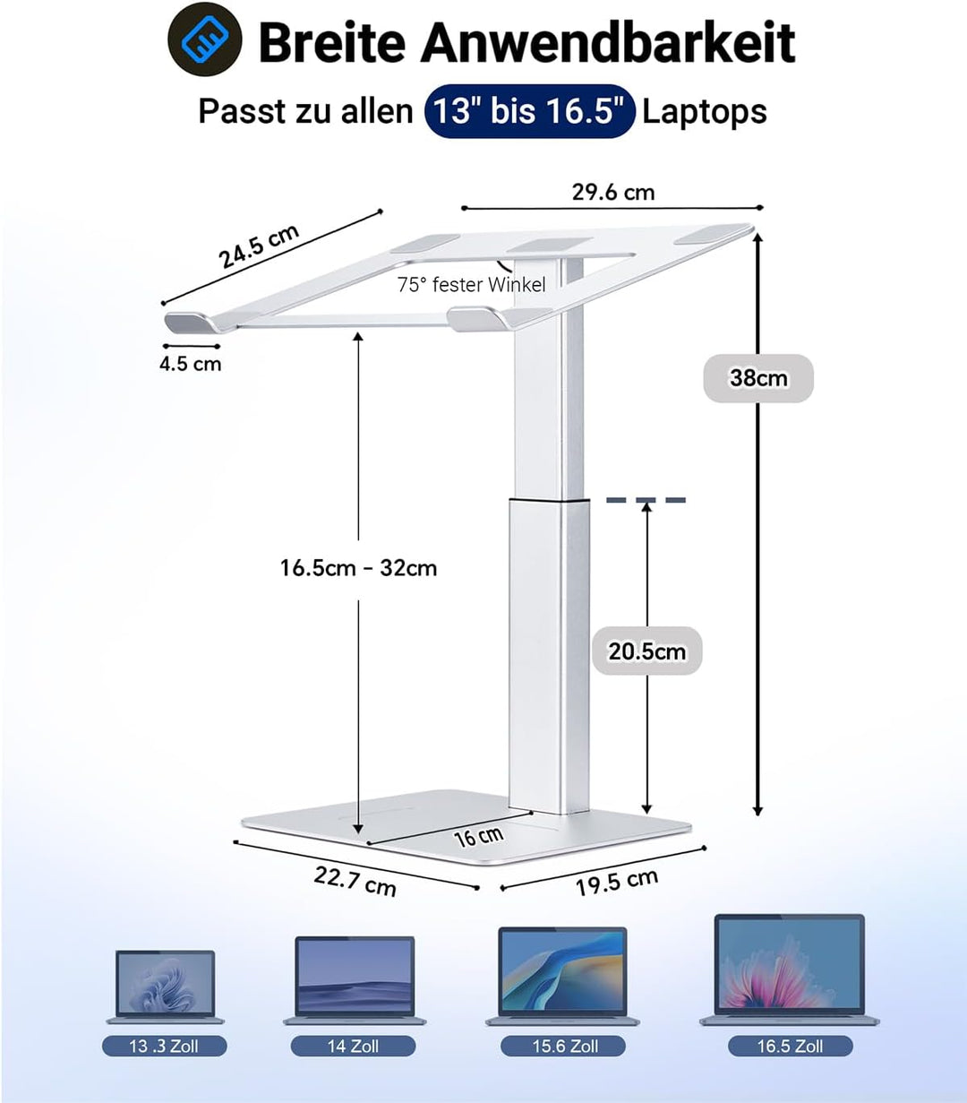 supamir Laptop Ständer Höhenverstellbar, Laptopständer für Schreibtisch, Stehen möglich, DJ Laptop S