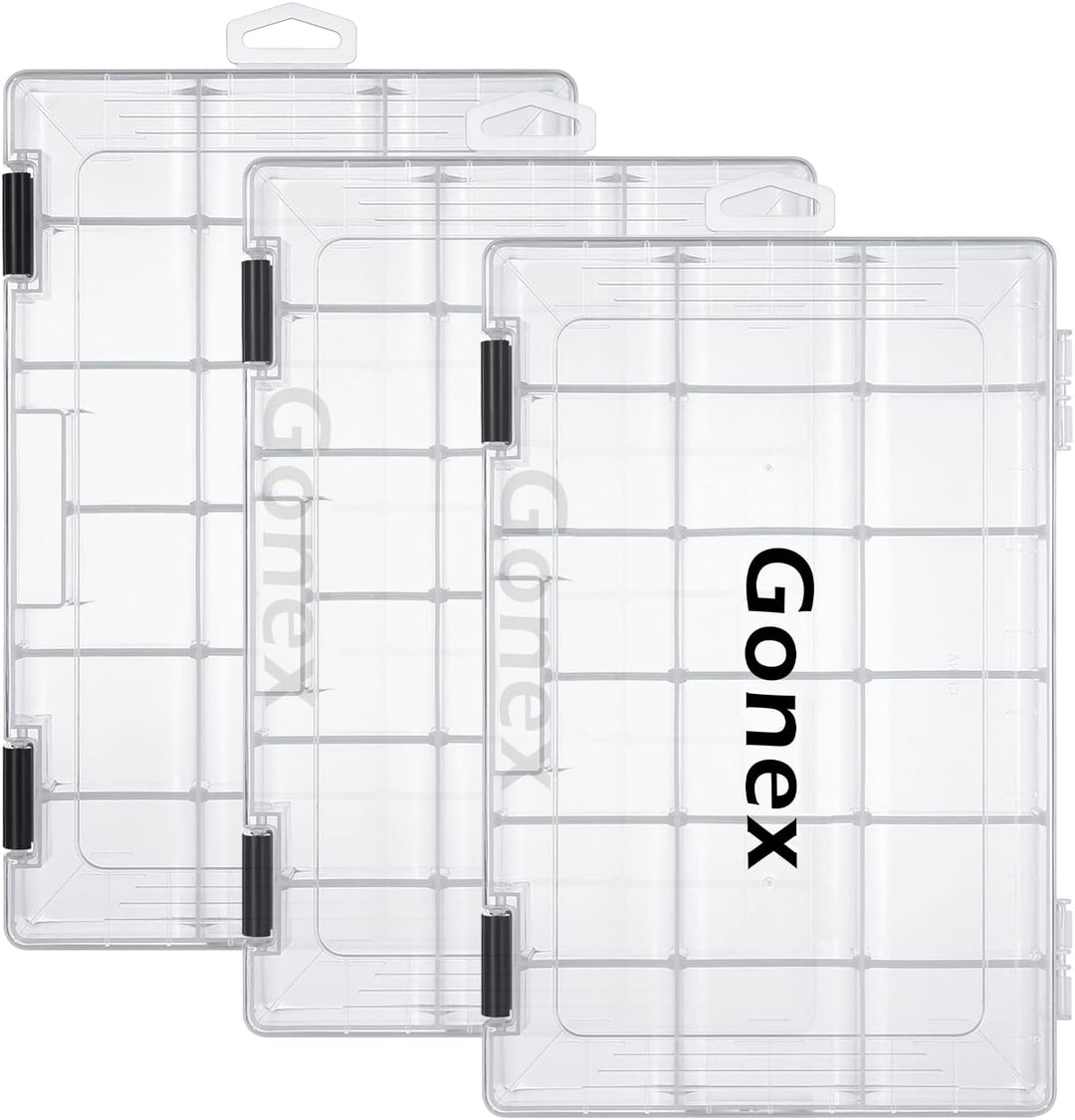 Gonex Köderboxen Angeln, Tackle Boxes 3/4 Stück, Transparente Kunststoff Angelbox mit Verstellbaren