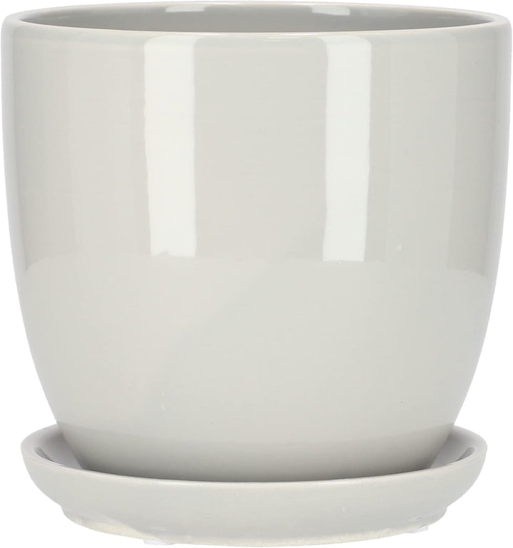 KOTARBAU® Keramik Blumentopf Übertopf für Blumen Pflanzen ⌀ 20 cm mit Tropfschale Grau ⌀ 20 mm Grau,