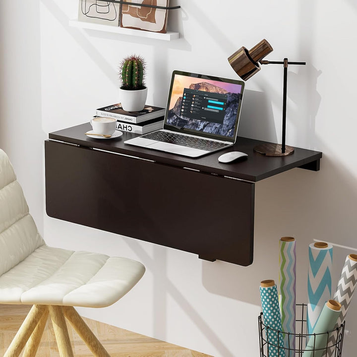 COSTWAY Wandmontierter Klapptisch, 80 cm x 60 cm klappbarer Wandtisch aus Kiefernholzbeinen, platzsp