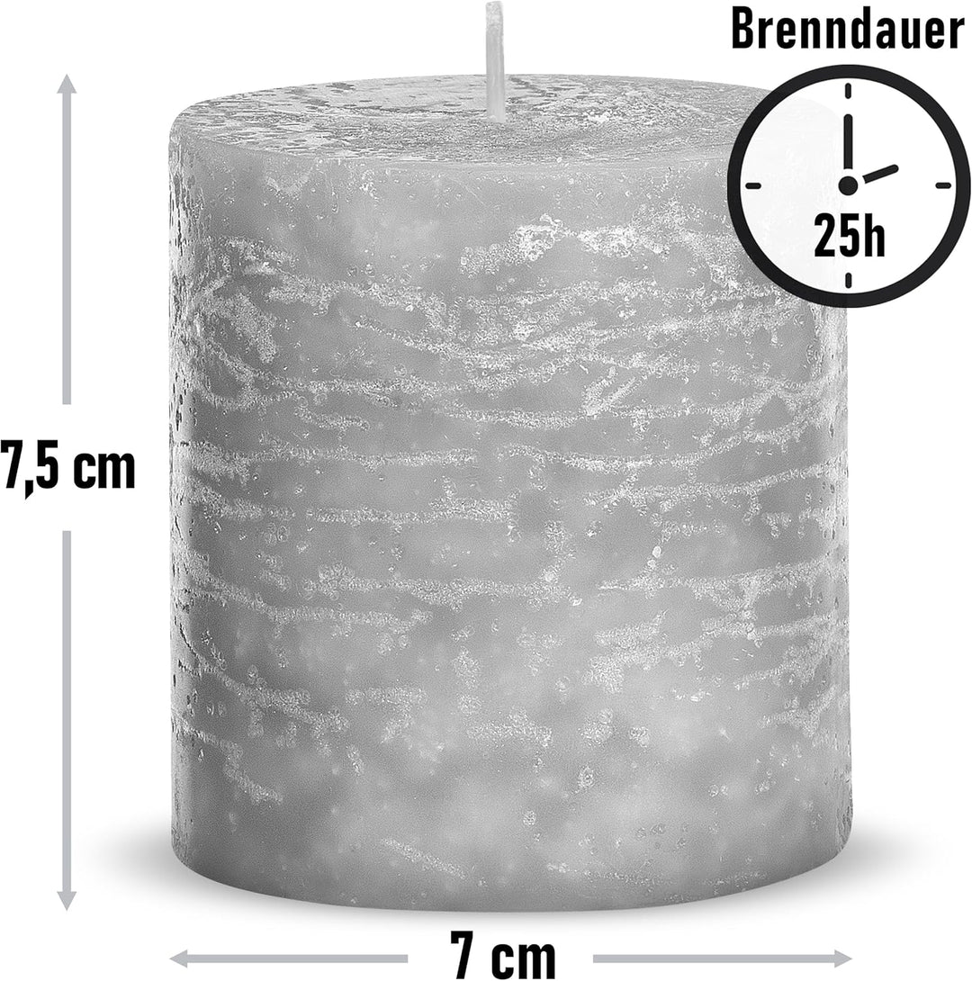 Brandsseller Stumpenkerze 4er Set 7x7,5 cm Weihnachtskerze Adventskranz Grau 7 x 7,5cm | 4er-Set Gra