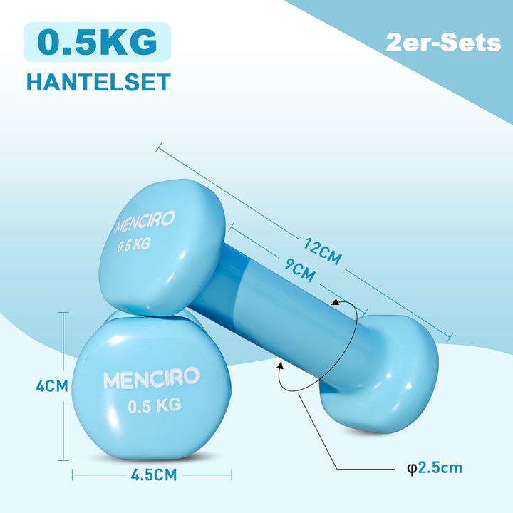 MENCIRO Hanteln 2er Set für Männer und Frauen, 1KG - 5KG Kurzhanteln Gewichte für Zuhause Fitnessstu