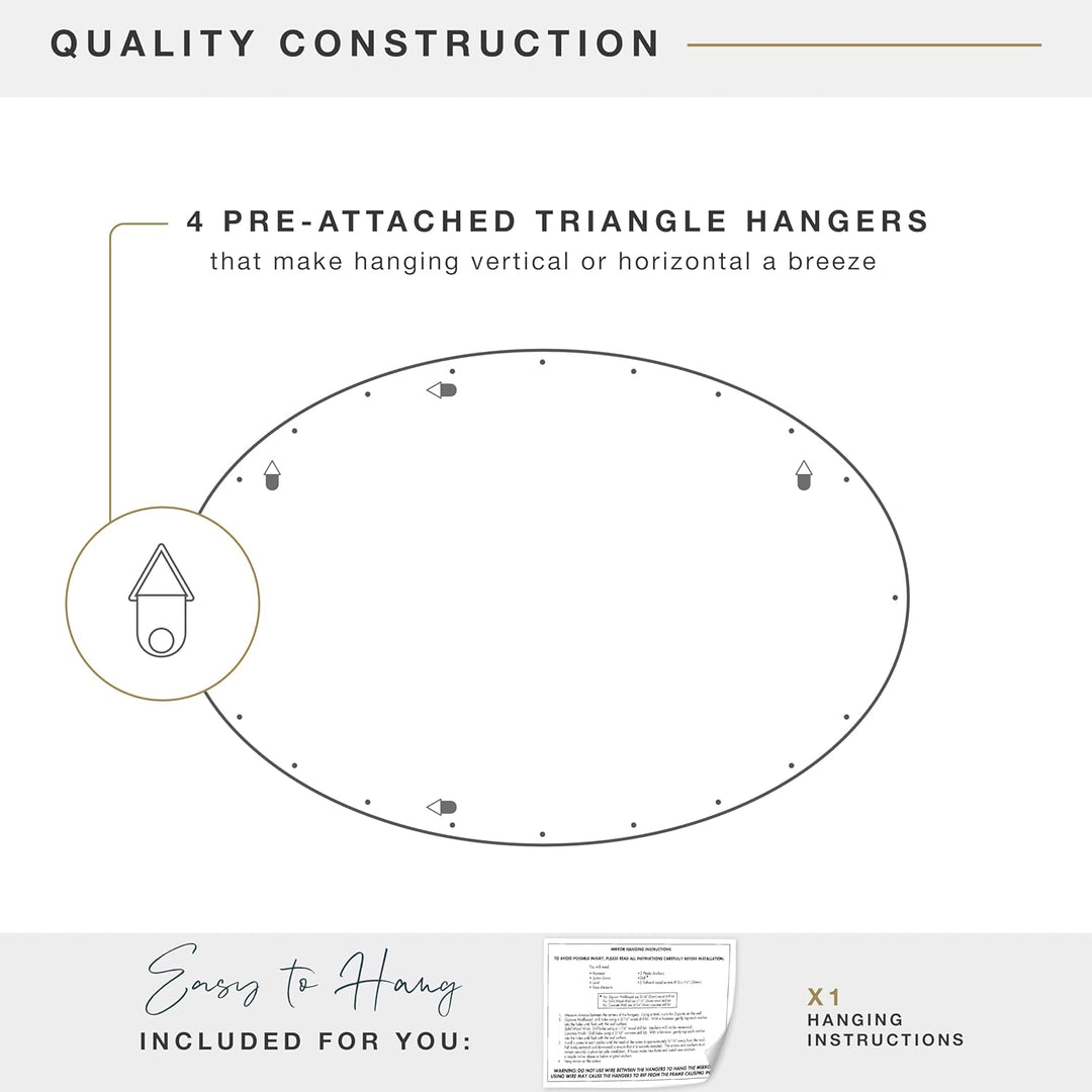 MCS 20458 Wandspiegel oval 53,3 x 78,9 cm weiss Ohne Perlen 21 x 31 Inch Weiss, Ohne Perlen 21 x 31