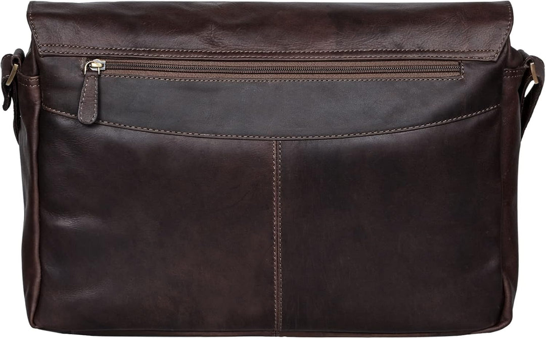 STILORD 'Rick' Schultertasche Leder für 15,6 Zoll Laptop Umhängetasche Aktentasche Bürotasche Unitas