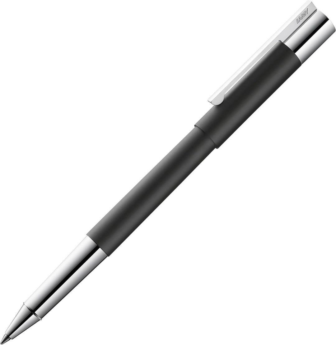LAMY scala Tintenroller 380 - Rollpen aus Edelstahl in mattschwarzem Lack-Finish mit Griffstück und