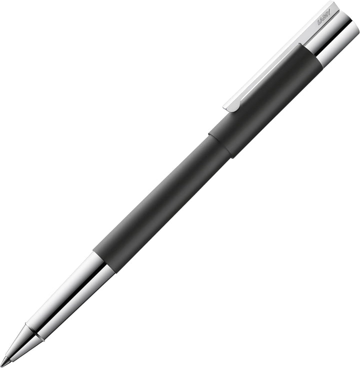 LAMY scala Tintenroller 380 - Rollpen aus Edelstahl in mattschwarzem Lack-Finish mit Griffstück und