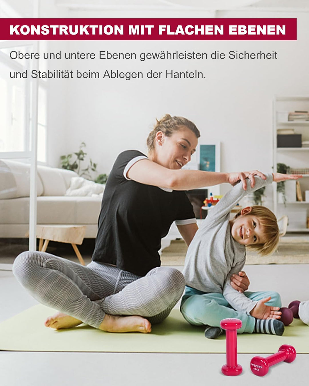 MENCIRO Hanteln 2er Set für Männer und Frauen, 1KG - 5KG Kurzhanteln Gewichte für Zuhause Fitnessstu