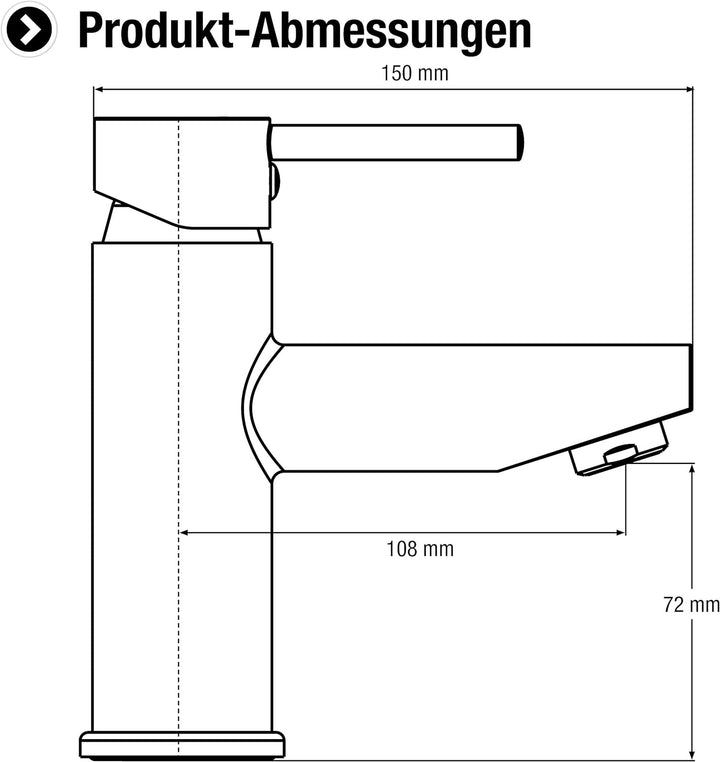 Cornat Waschtisch-Einhebelarmatur "Calo" - Verchromter Messingkörper - Mühelose Schaftbefestigung -