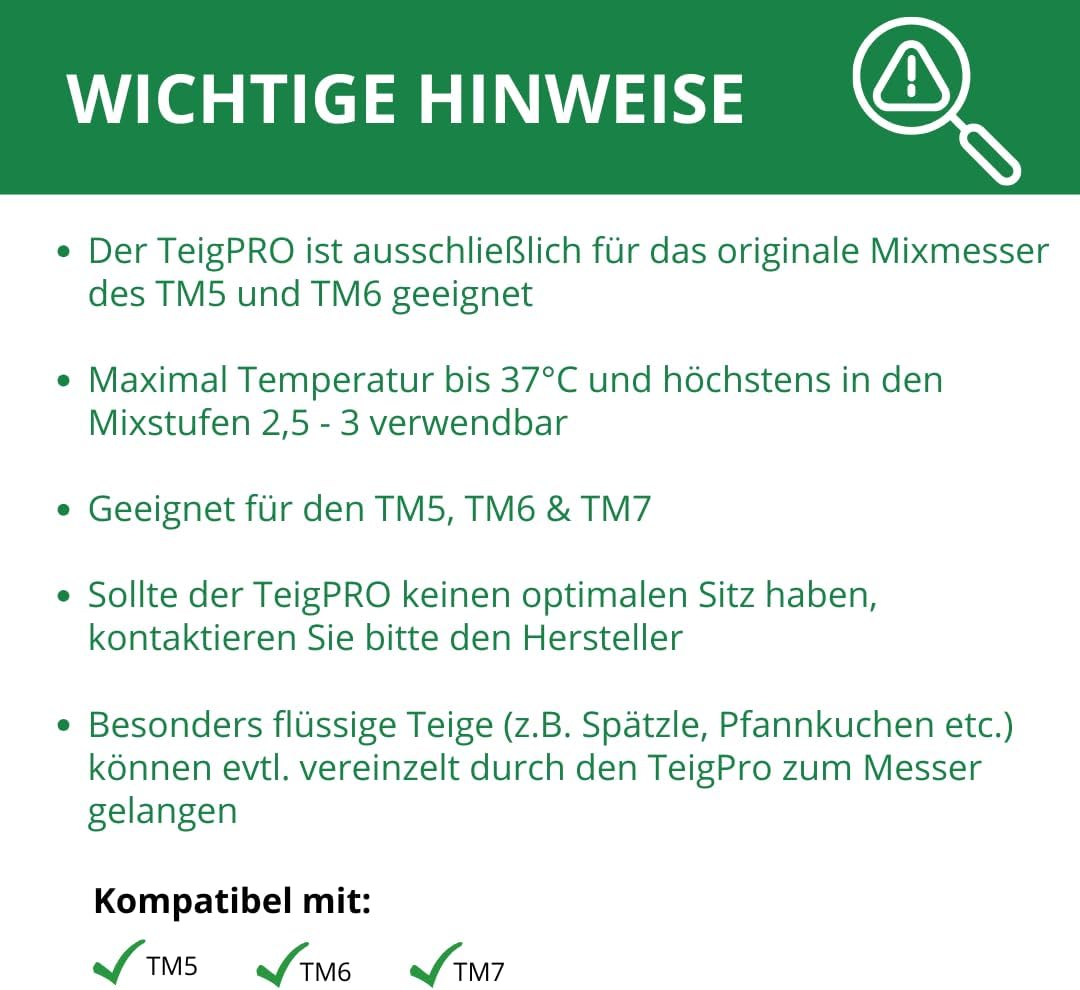 TeigPRO – Thermomix Zubehör Teig Pro Messer Dreckschutz, schützt das Thermomix TM6, TM5 Messer vor T