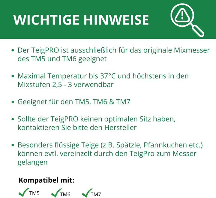 TeigPRO – Thermomix Zubehör Teig Pro Messer Dreckschutz, schützt das Thermomix TM6, TM5 Messer vor T