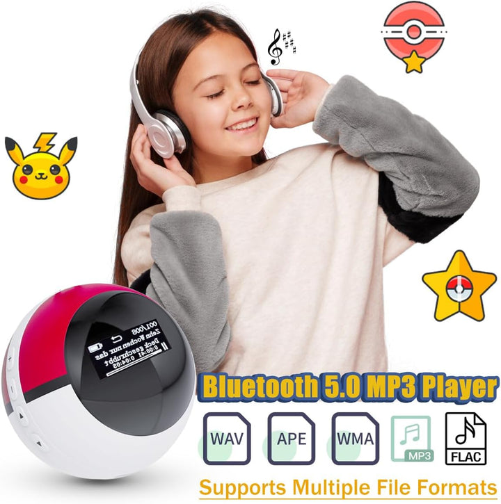 64 GB MP3 Player Kinder, MP3 Player Bluetooth 5.0, Mini Monster Ball Musik Player mit Kopfhörer, mp3