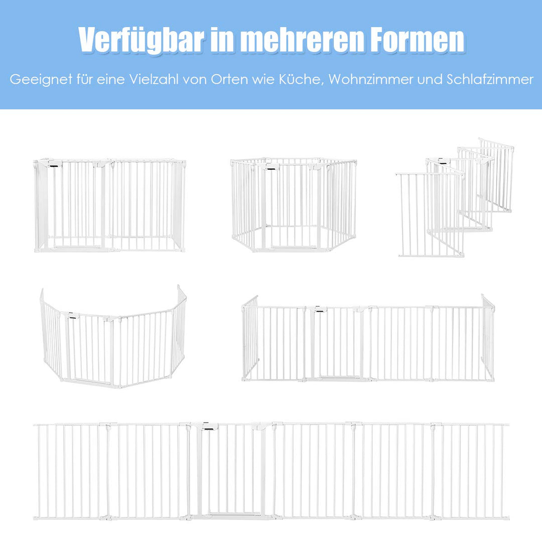 COSTWAY Kaminschutzgitter klappbar, Laufgitter mit Sicherheitstür, Ofenschutzgitter inkl. Wandhalter