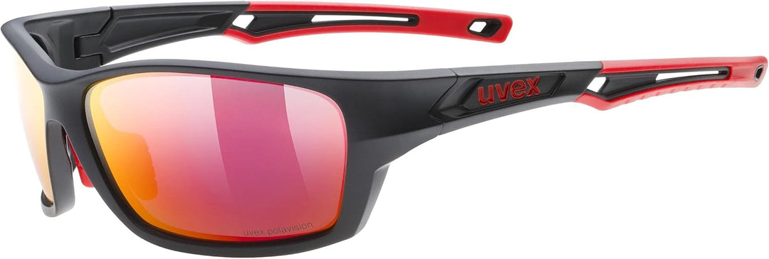Uvex Unisex Sportstyle 232 P Sportbrille (1er Pack), Black Mat Red/Red