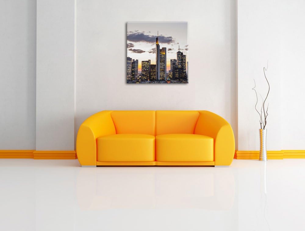 Pixxprint Wolkenkratzer bei Sonnenuntergang, Format: 70x70 auf Leinwand, 70x70