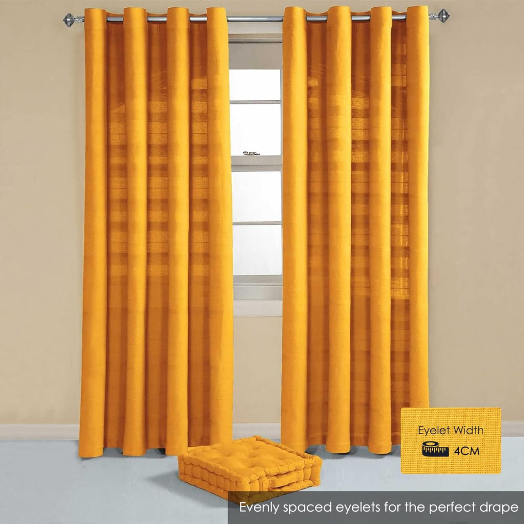 Homescapes handgewebter Vorhang Rajput im 2er Set in senfgelb, 170 x 230 cm (Breite x Länge), Ösenvo