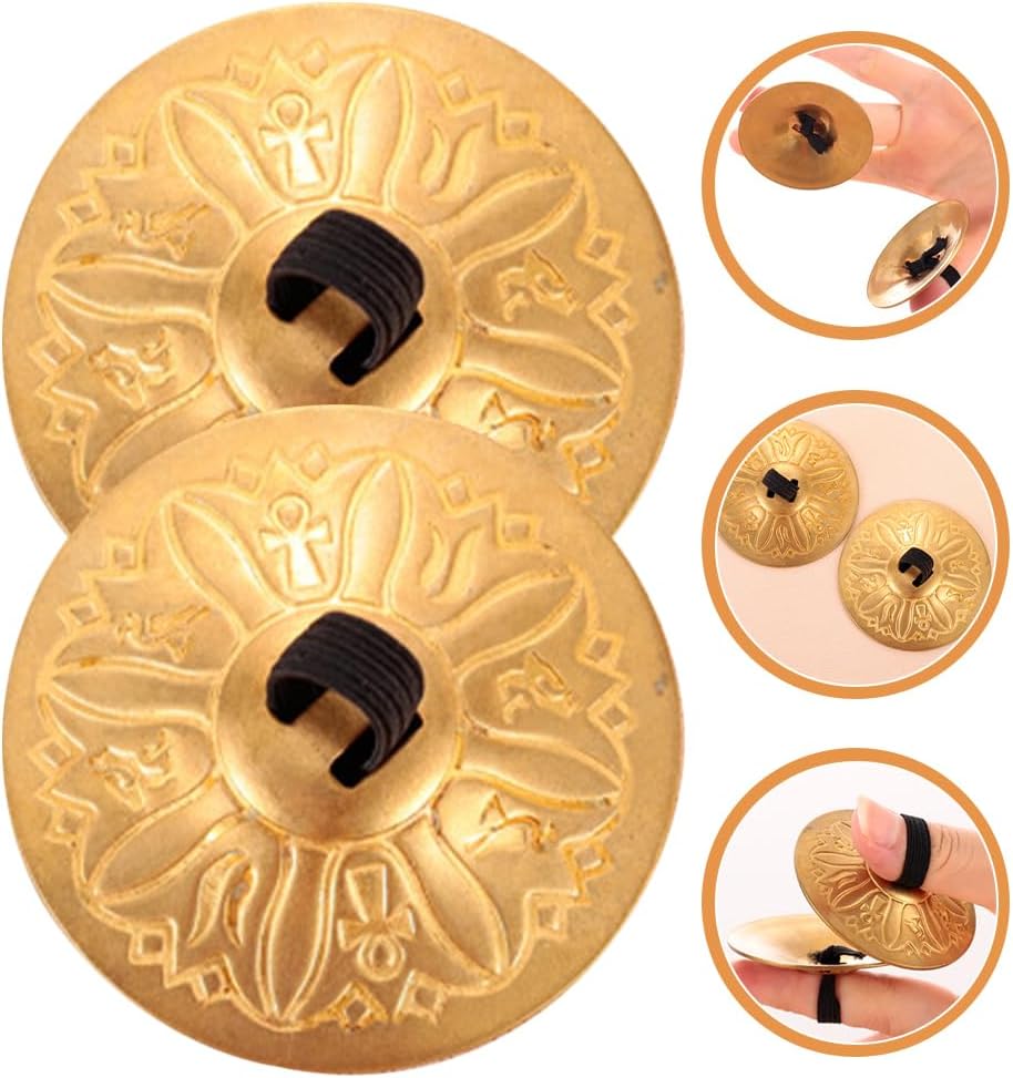 Amosfun 2 Paar Fingerbecken Kupfer Zills FüR Bauchtanz Und Kinderpartys, Goldene Fingerzimbeln Mit G