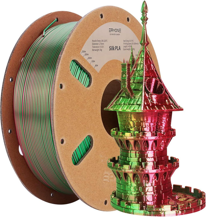 ERYONE Dual Zweifarbig PLA Filament 1.75mm, 3D Drucker Filament 1kg Spule +/- 0,02 mm, Rote und Grün