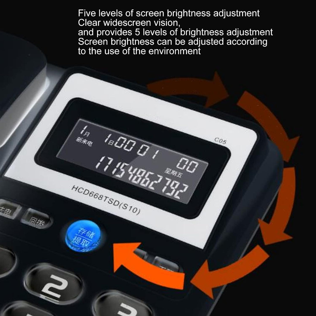 Schwarzes Festnetztelefon zu Hause, Schnurgebundenes Telefon mit Grossen Tasten für Senioren, HD-LCD