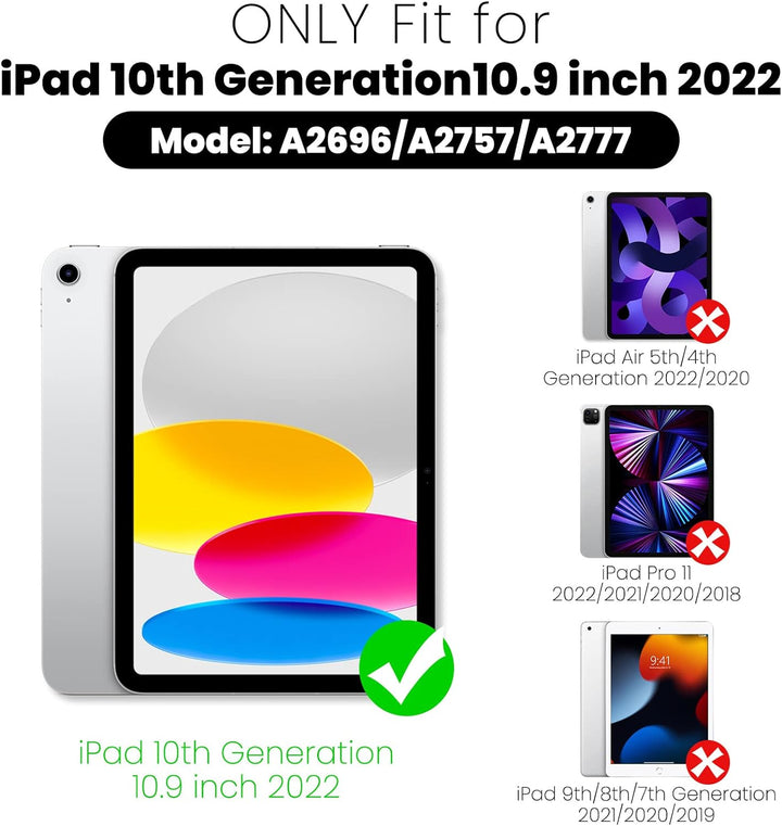 SEYMAC Hülle für iPad 10. Generation 2022 (10,9 Zoll), Stossfeste Ganzkörper-Schutzhülle mit Automat