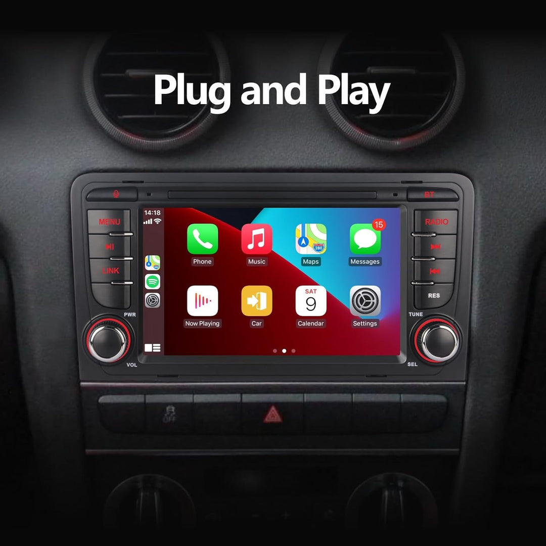 YZKONG Autoradio für Audi A3 RS3 S3 2003-2012 kompatibel mit CarPlay Android Auto, 7 Zoll Touchscree
